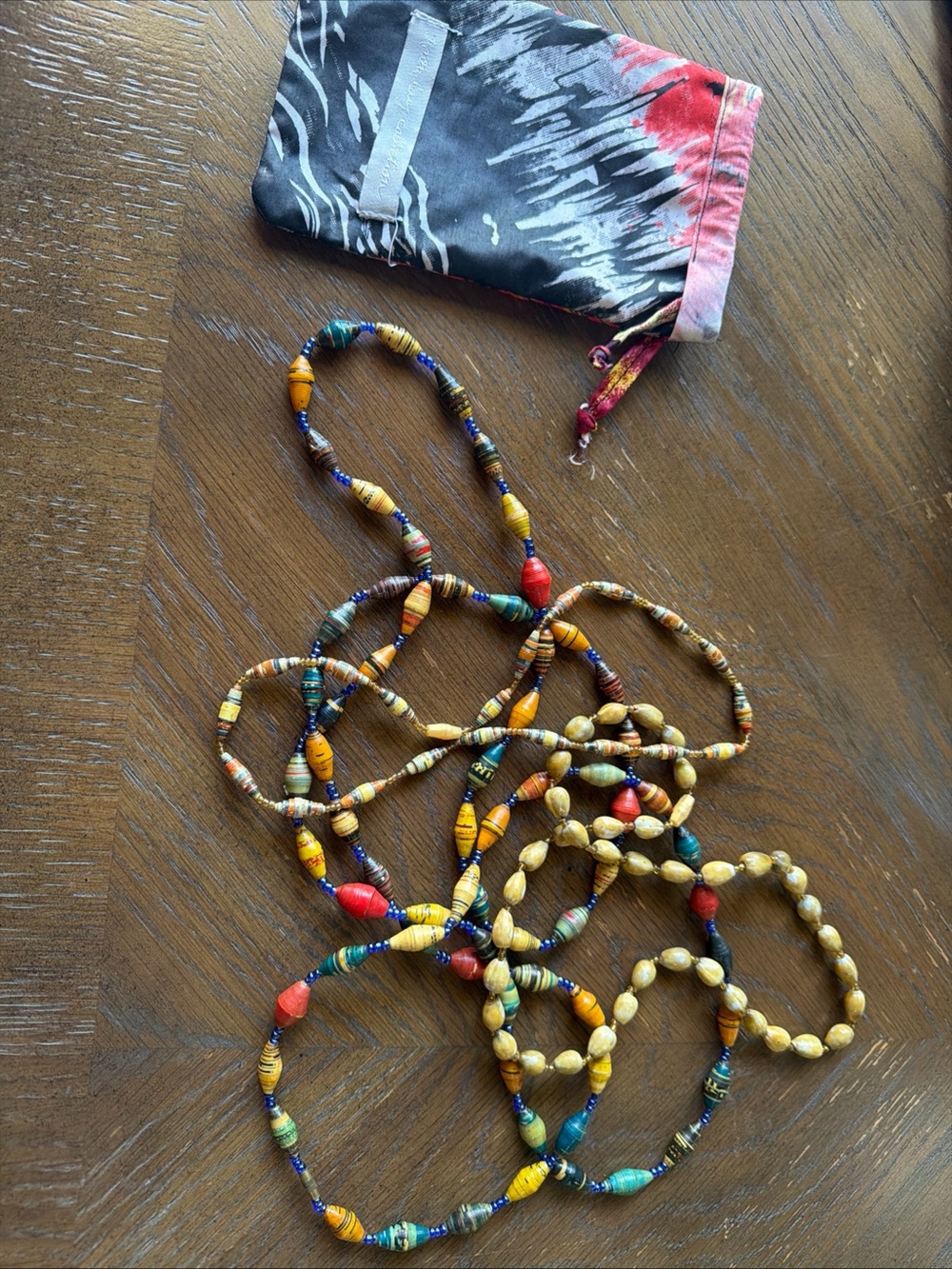 Noonday Collection Artisan Paper Bead Wrap Necklace Handmade Lot Of 3 And Bag